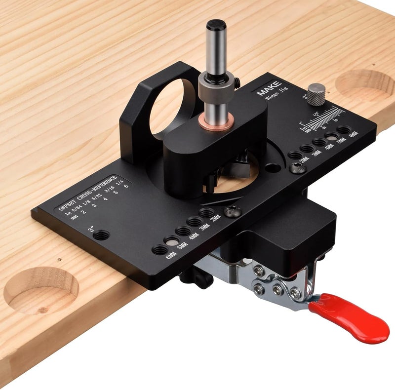 goingmake Metal Concealed Hinge Jig with Quick Clamp and Dust Vacuum Adapter Concealed Door Hinge Jig 35mm Cabinet Hinge Jig Hinge Hole Drilling Jig for Woodworking Door Cabinet Hinges Mounting Tool - Image 1